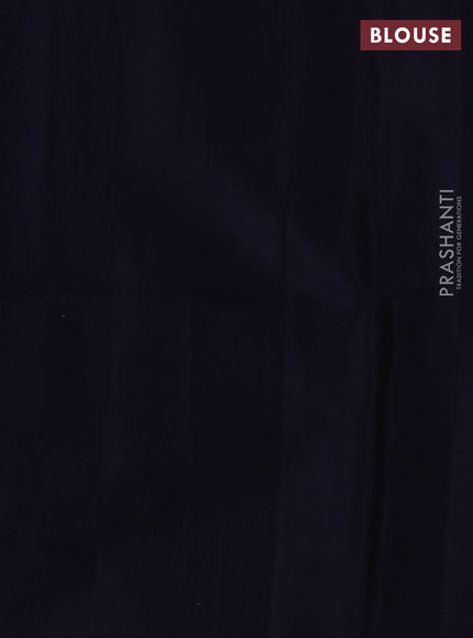 Kora silk cotton saree navy blue with thread & zari woven buttas in borderless style