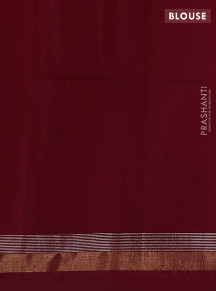 Kora silk cotton saree black and deep maroon with silver & zari woven buttas and zari woven simple border