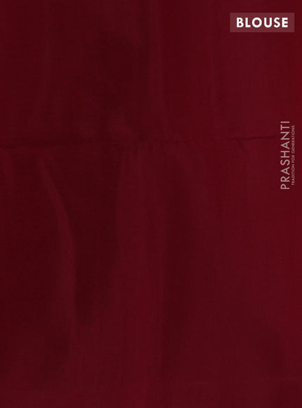 Kora silk cotton saree bluish grey and maroon with thread woven buttas and simple border