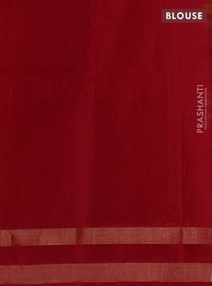 Kora silk cotton saree dark mustard and maroon with thread & zari woven buttas and rettapet zari woven border