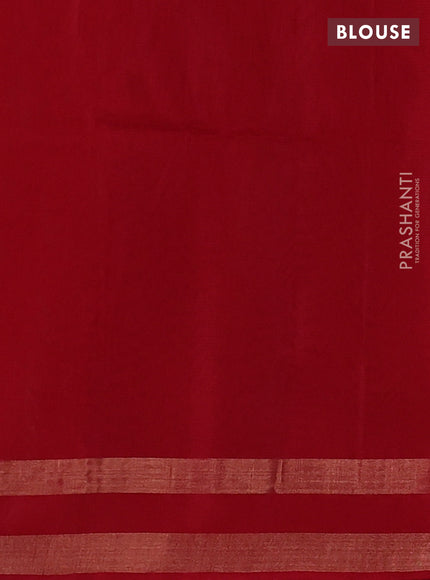 Kora silk cotton saree military green and maroon with thread & zari woven buttas and rettapet zari woven border