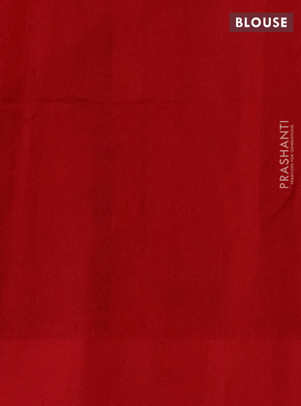 Kora silk cotton saree peacock blue and red with thread woven buttas and rettapet border