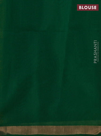 Kora silk cotton saree mustard yellow and green with allover thread & zari woven border and zari woven border
