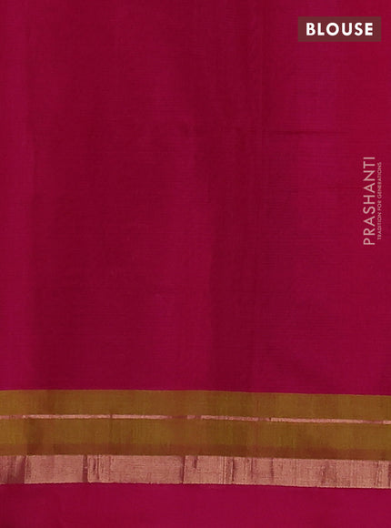 Kora silk cotton saree dark mustard and pink with allover thread & zari woven border and zari woven simple border