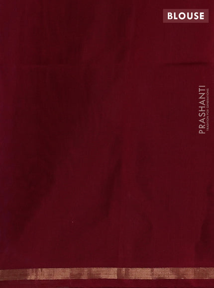 Kora silk cotton saree violet and maroon with zari woven buttas and zari woven border