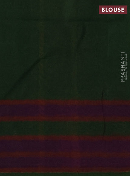 Kora silk cotton saree olive green with allover zari woven buttas and long zari woven border