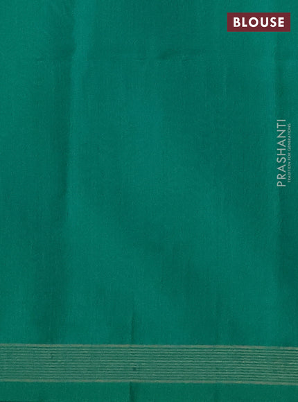 Kora silk cotton saree black and teal green with allover zari woven buttas and zari line border