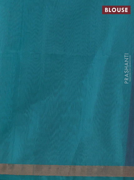 Kora silk cotton saree pink and teal green with zari woven buttas and zari woven border