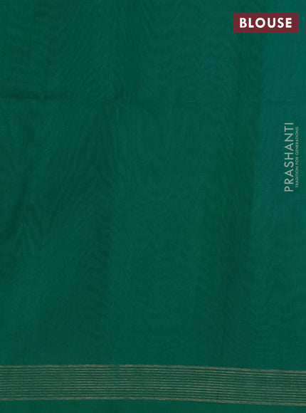 Kora silk cotton saree maroon and teal green with zari woven buttas and zari line border