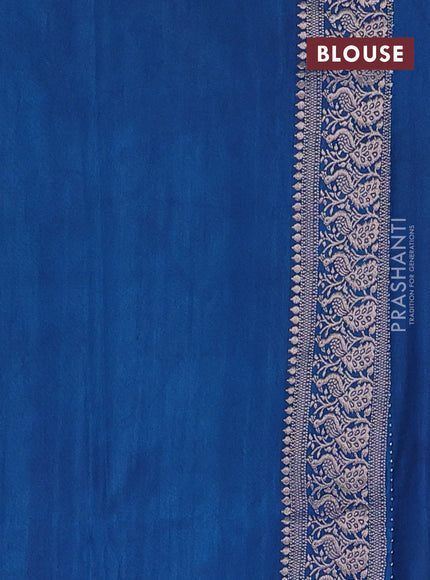 Semi soft silk saree peacock blue with allover zari woven buttas and zari woven border