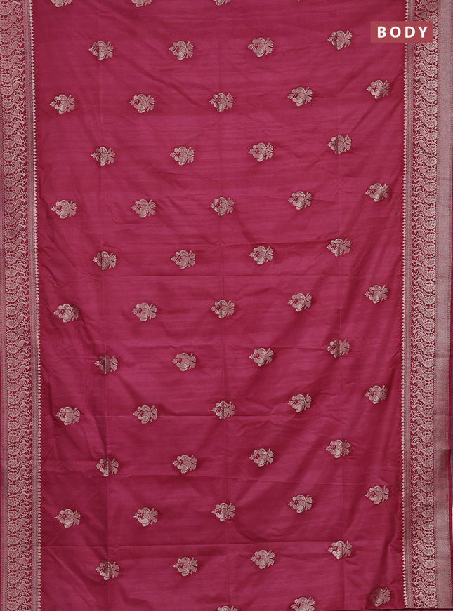 Semi soft silk saree mauve pink with allover zari woven buttas and zari woven border