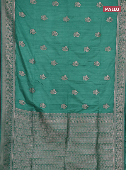 Semi soft silk saree pastel green with allover zari woven buttas and zari woven border