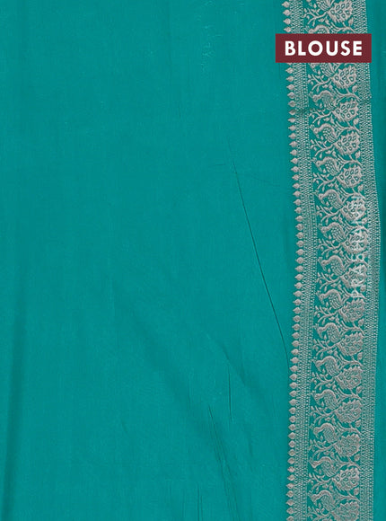 Semi soft silk saree teal blue with allover zari woven buttas and zari woven border