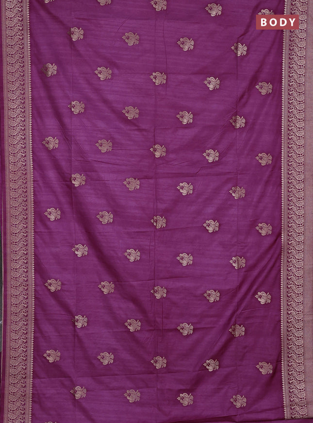 Semi soft silk saree wine shade with allover zari woven buttas and zari woven border