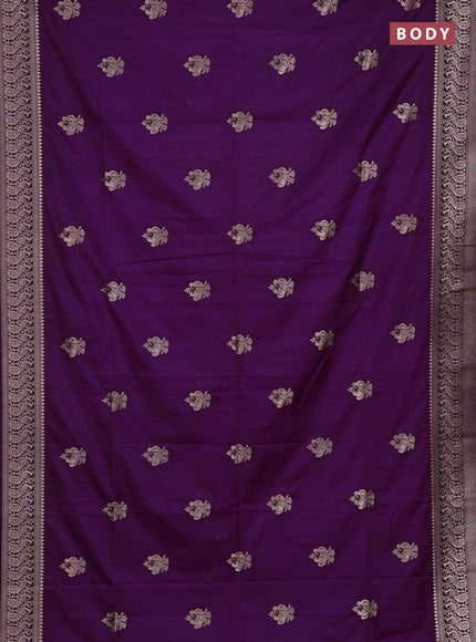 Semi soft silk saree purple with allover zari woven buttas and zari woven border
