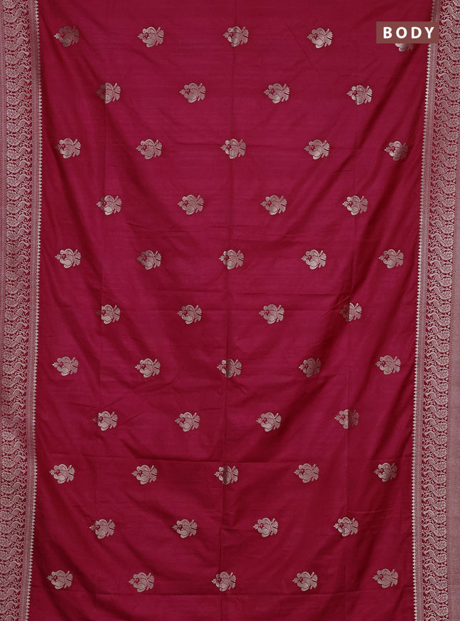 Semi soft silk saree pink with allover zari woven buttas and zari woven border