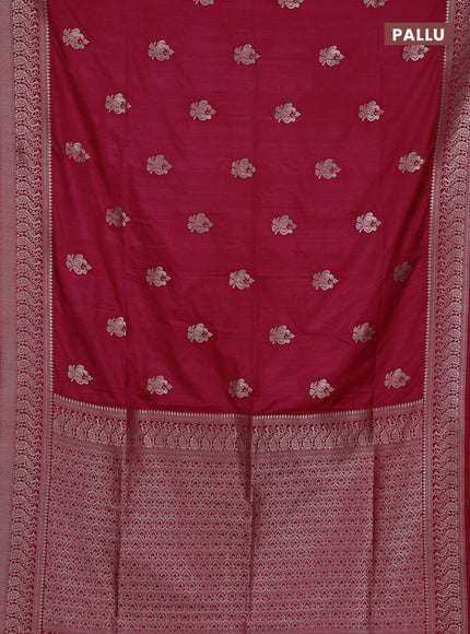 Semi soft silk saree pink with allover zari woven buttas and zari woven border