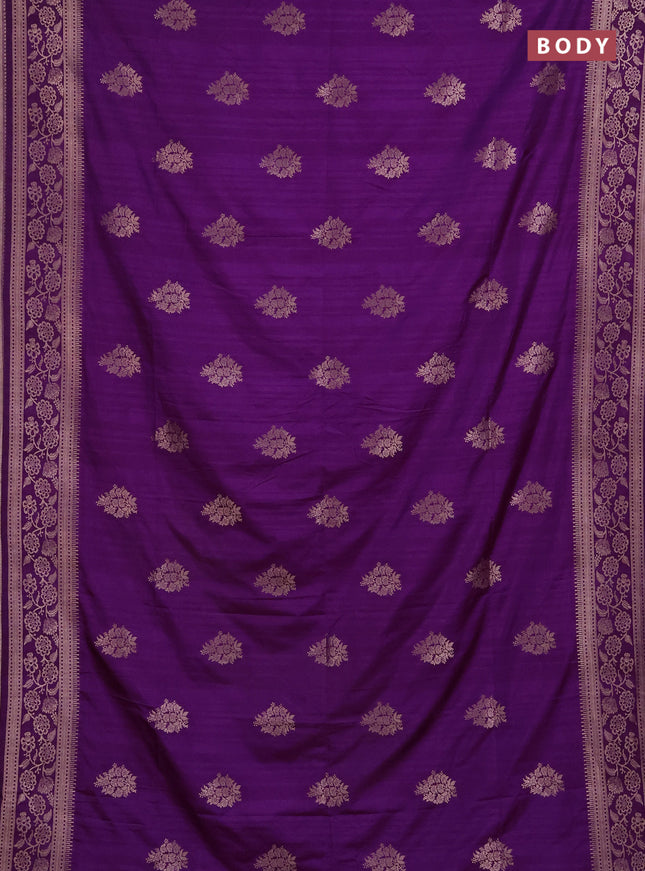 Semi soft silk saree purple with floral zari woven buttas and zari woven border