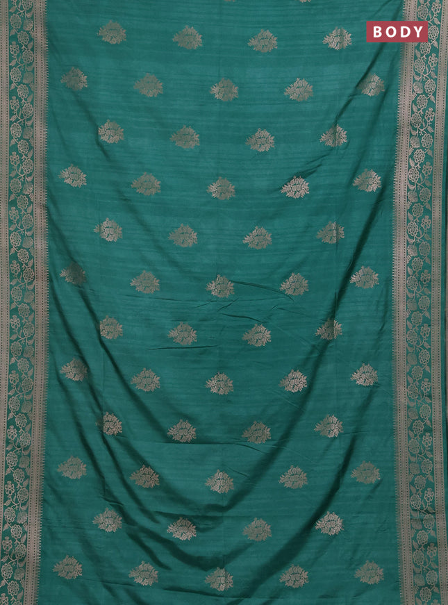 Semi soft silk saree pastel green with floral zari woven buttas and zari woven border