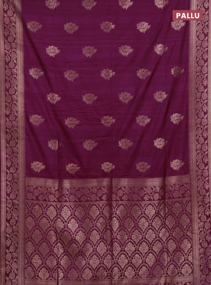 Semi soft silk saree wine shade with floral zari woven buttas and zari woven border