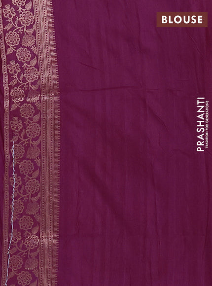 Semi soft silk saree wine shade with floral zari woven buttas and zari woven border