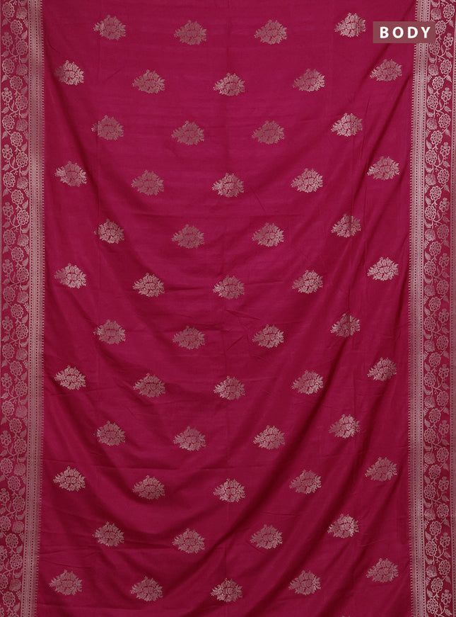 Semi soft silk saree pink with floral zari woven buttas and zari woven border