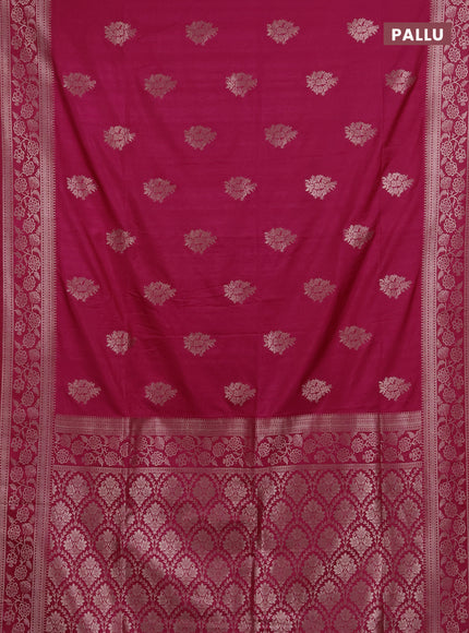 Semi soft silk saree pink with floral zari woven buttas and zari woven border