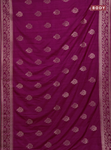 Semi soft silk saree magenta pink with floral zari woven buttas and zari woven border