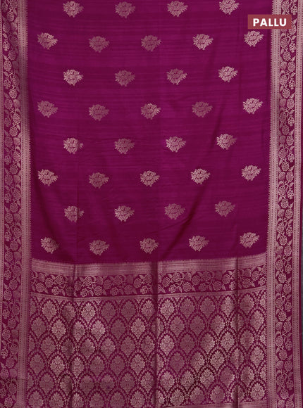 Semi soft silk saree magenta pink with floral zari woven buttas and zari woven border