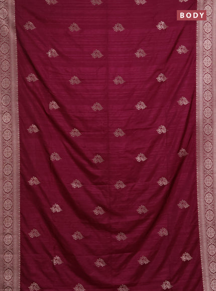 Semi soft silk saree wine shade with zari woven buttas and zari woven border