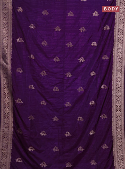 Semi soft silk saree purple with zari woven buttas and zari woven border