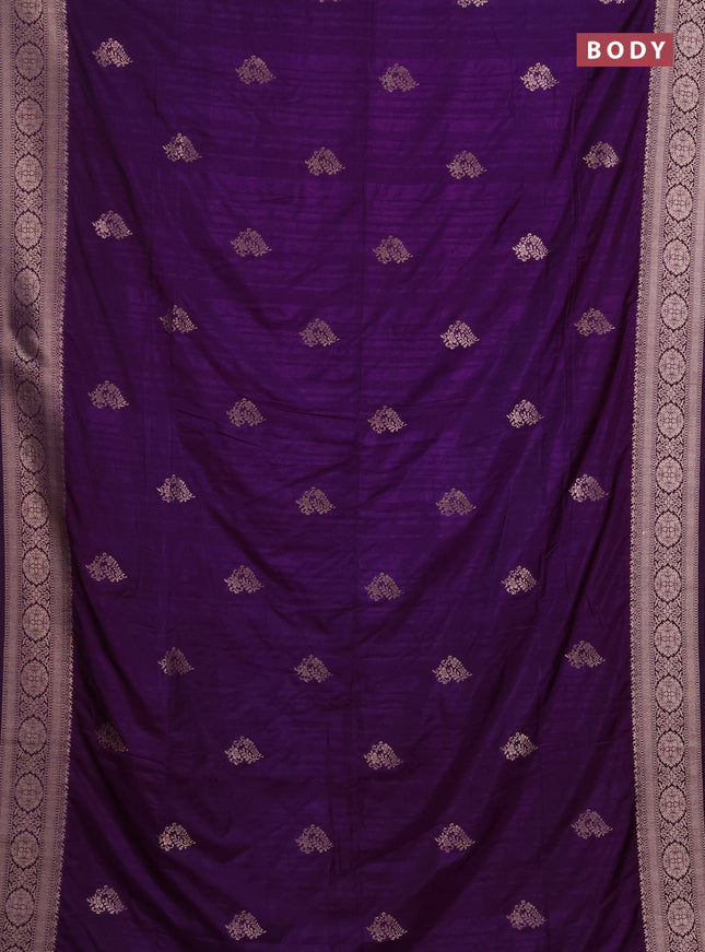 Semi soft silk saree purple with zari woven buttas and zari woven border
