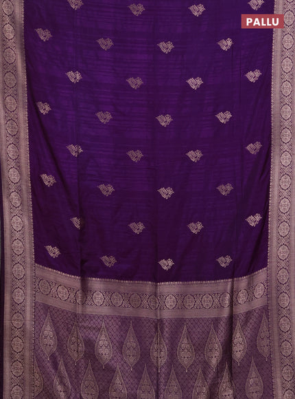 Semi soft silk saree purple with zari woven buttas and zari woven border