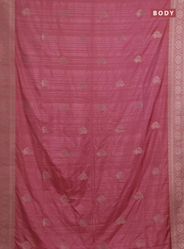 Semi soft silk saree dark peach with zari woven buttas and zari woven border