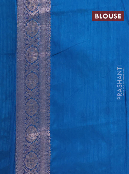 Semi soft silk saree peacock blue with zari woven buttas and zari woven border
