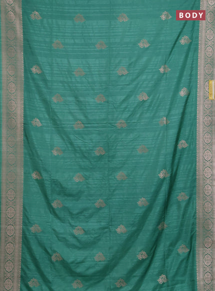 Semi soft silk saree pastel green with zari woven buttas and zari woven border