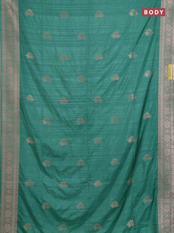 Semi soft silk saree pastel green with zari woven buttas and zari woven border