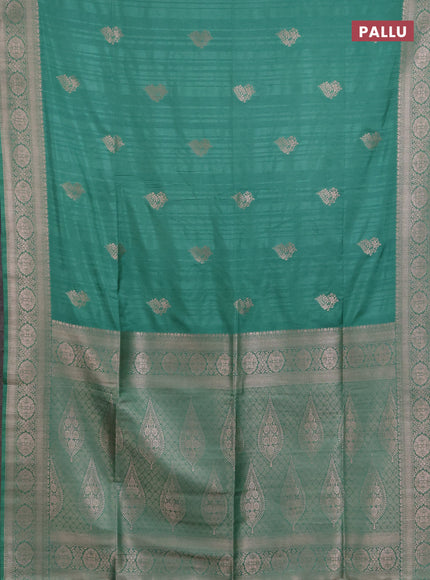 Semi soft silk saree pastel green with zari woven buttas and zari woven border