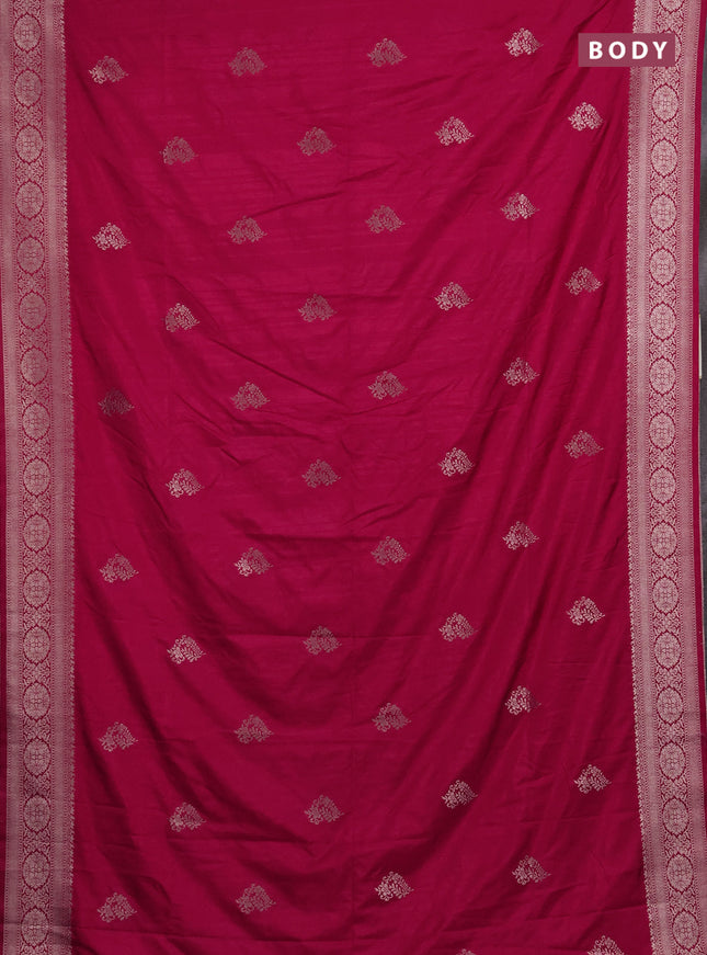 Semi soft silk saree pink with zari woven buttas and zari woven border