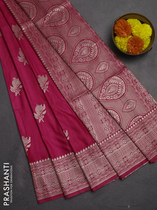 Semi soft silk saree pink with zari woven buttas and zari woven border