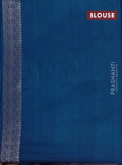 Semi soft silk saree peacock blue with zari woven buttas and zari woven border