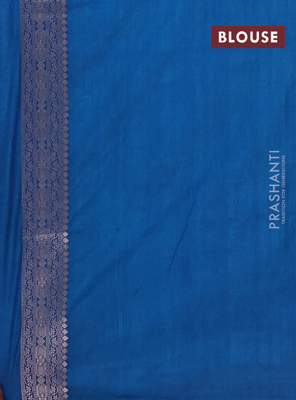 Semi soft silk saree peacock blue with zari woven buttas and zari woven border