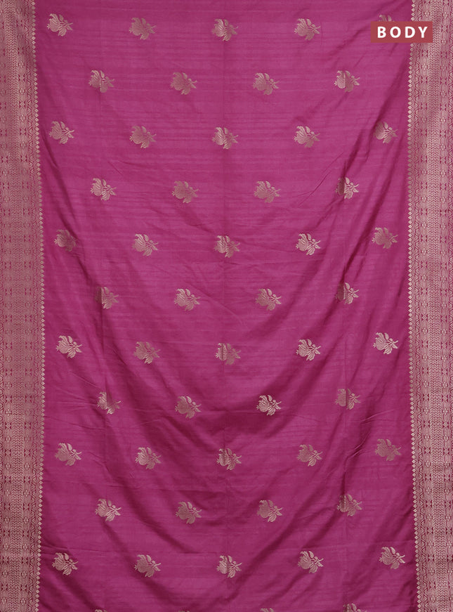 Semi soft silk saree onion pink with zari woven buttas and zari woven border