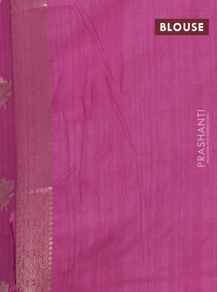 Semi soft silk saree onion pink with zari woven buttas and zari woven border
