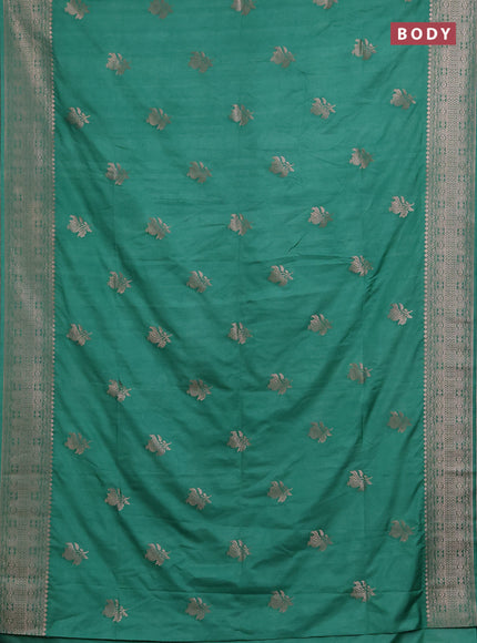 Semi soft silk saree pastel green with zari woven buttas and zari woven border