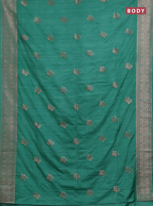 Semi soft silk saree pastel green with zari woven buttas and zari woven border