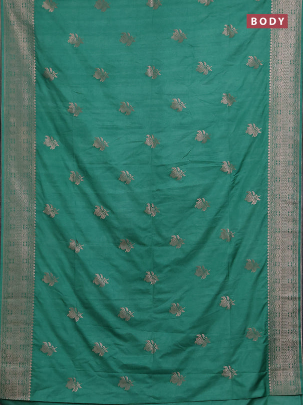 Semi soft silk saree pastel green with zari woven buttas and zari woven border