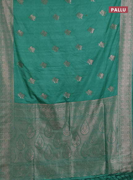 Semi soft silk saree pastel green with zari woven buttas and zari woven border