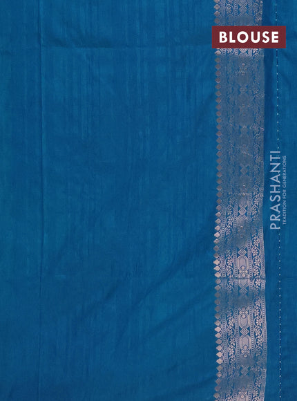 Semi soft silk saree cs blue with zari woven buttas and zari woven border
