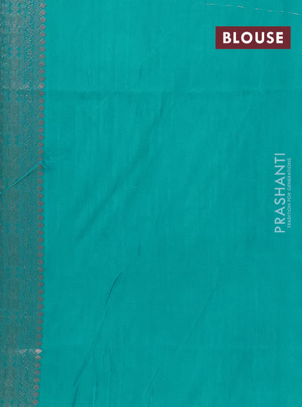 Semi soft silk saree teal blue with zari woven buttas and zari woven border